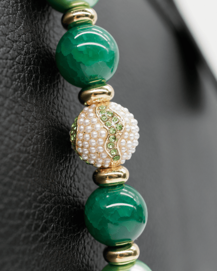 Green dragonvein agate & Peridot Austrian crystals