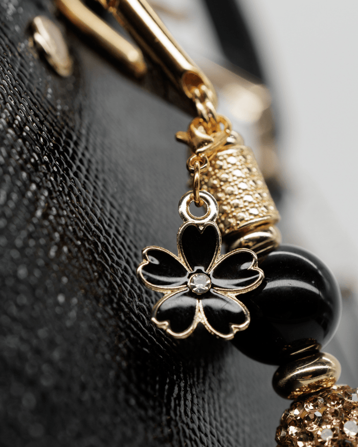 18KT Gold plated black flower charm