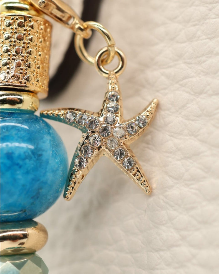 18KT Gold plated rhinestone starfish charm