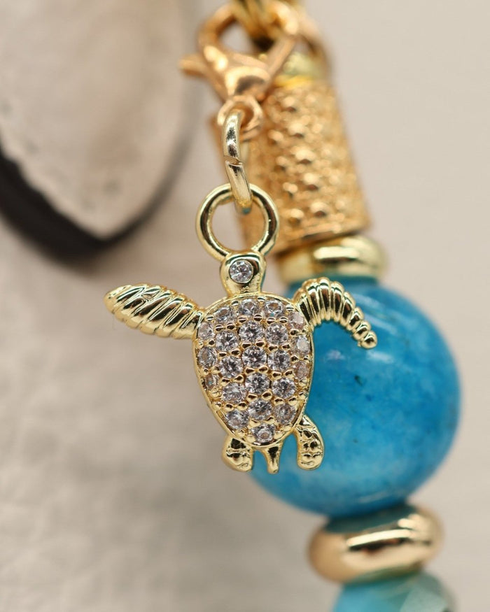 18KT Gold plated Micro pave sea turtle charm