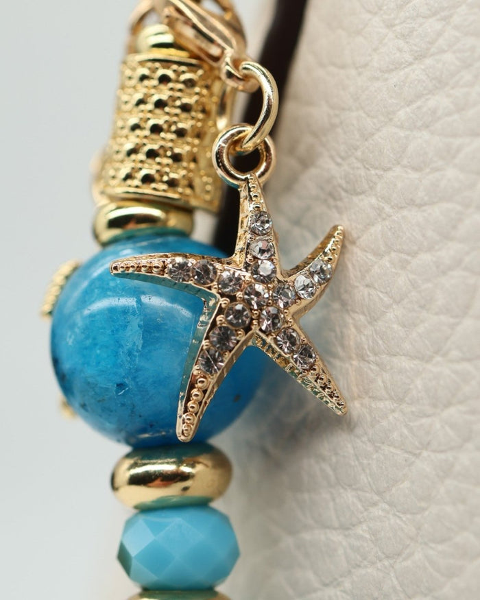 18KT Gold plated rhinestone starfish charm