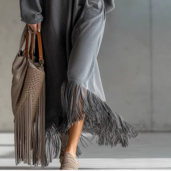 Gray Denim Long-sleeve Dress by Ricaloux