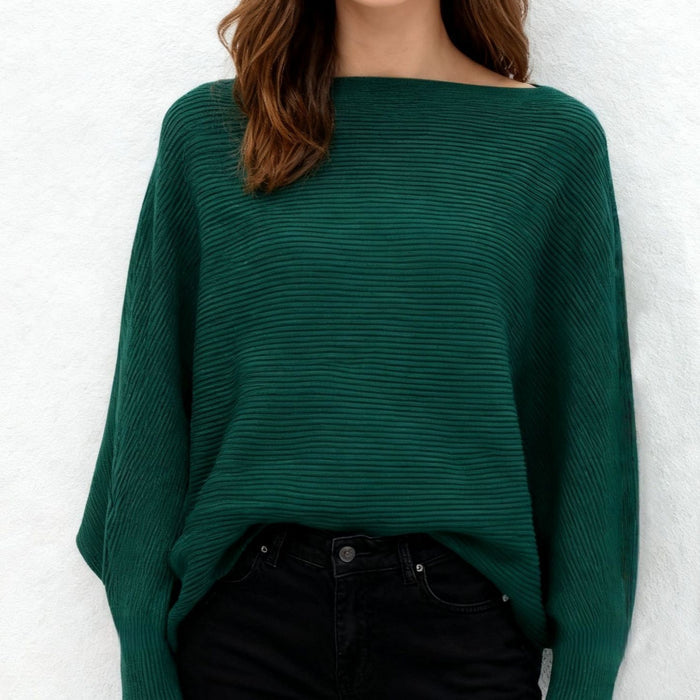 Halter-neck Batwing-sleeve Loose-fit Knit Sweater by Ricaloux