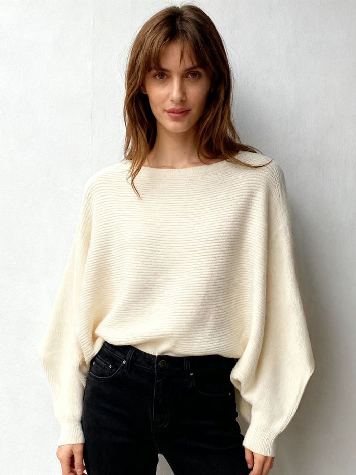 Halter-neck Batwing-sleeve Loose-fit Knit Sweater by Ricaloux