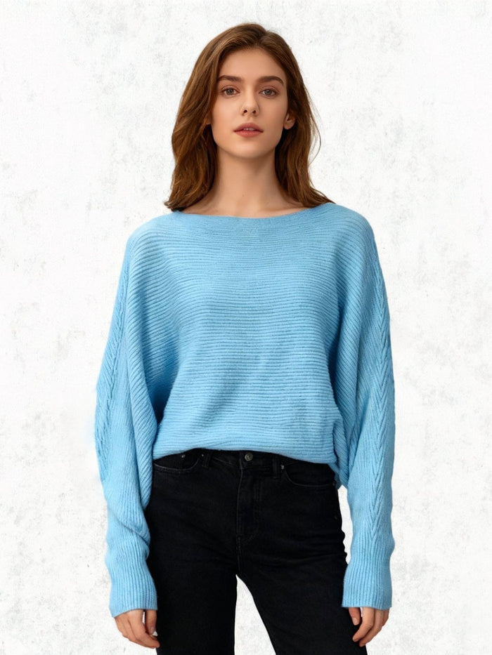 Halter-neck Batwing-sleeve Loose-fit Knit Sweater by Ricaloux