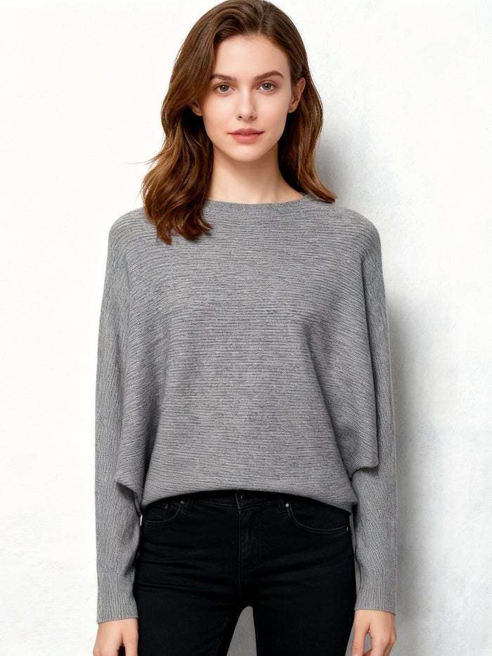 Halter-neck Batwing-sleeve Loose-fit Knit Sweater by Ricaloux