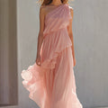 Halter-neck Sleeveless Solid-color Dress With Ruffled Hem by Ricaloux