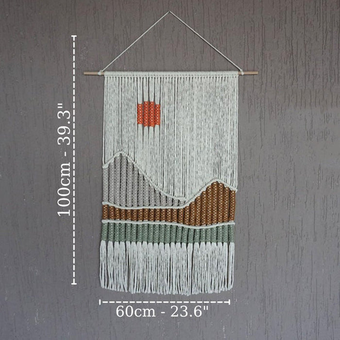 Hand Woven Tapestry Landscape Fringe Home Decor - RICALOUX