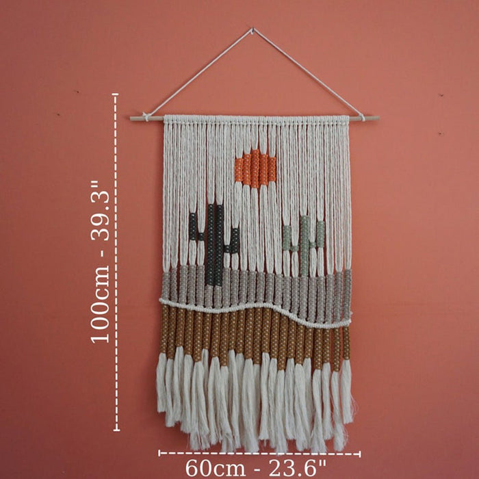 Hand Woven Tapestry Landscape Fringe Home Decor - RICALOUX