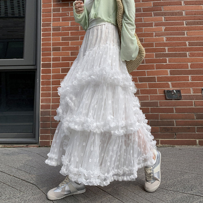High-waisted A-line Midi Fairy-like Fluffy Tiered Skirt – Premium 0 | RICALOUX