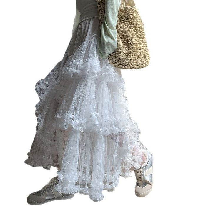 High-waisted A-line Midi Fairy-like Fluffy Tiered Skirt – Premium 0 | RICALOUX