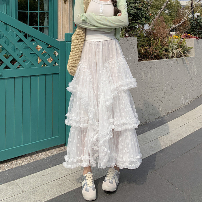 High-waisted A-line Midi Fairy-like Fluffy Tiered Skirt – Premium 0 | RICALOUX