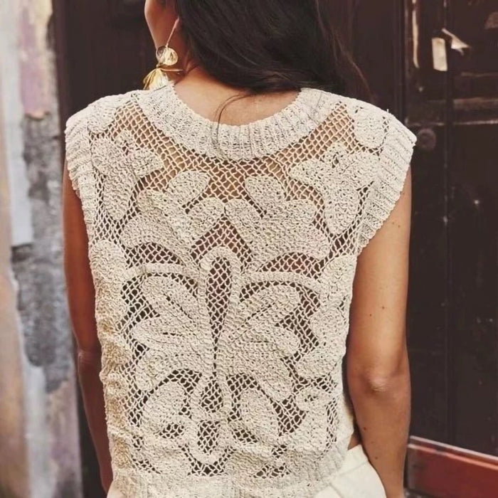 Hollow-out Knitted Casual Vest For Women by Ricaloux