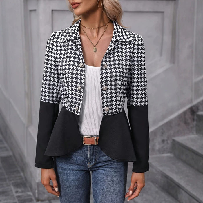 Houndstooth-textured Gradient-button Womens Jacket – Premium 0 | RICALOUX