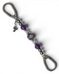 LD Keyfinder Hummingbird Dream Mini keychain with purple amethyst beads, crystal daisy bead, and silver hummingbird charm.