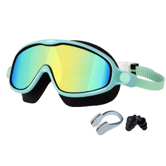 Kids Large-Frame Swimming Goggles With Nose Cover High-Definition Waterproof by Ricaloux