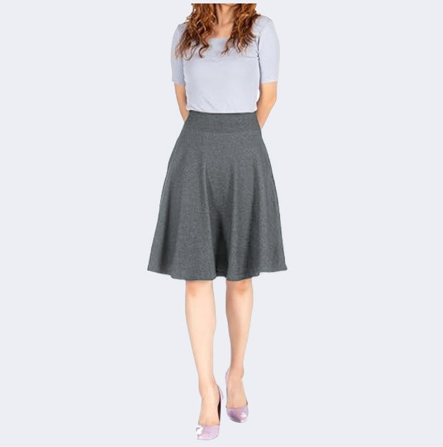 Knee-length A-line Skirt With Pockets Exuding An Elegant And Professional Vibe by Ricaloux