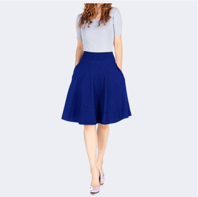 Knee-length A-line Skirt With Pockets Exuding An Elegant And Professional Vibe by Ricaloux