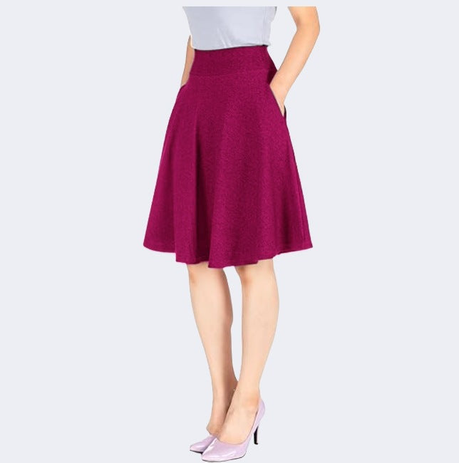 Knee-length A-line Skirt With Pockets Exuding An Elegant And Professional Vibe by Ricaloux