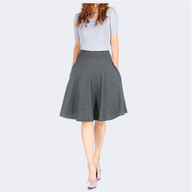 Knee-length A-line Skirt With Pockets Exuding An Elegant And Professional Vibe by Ricaloux