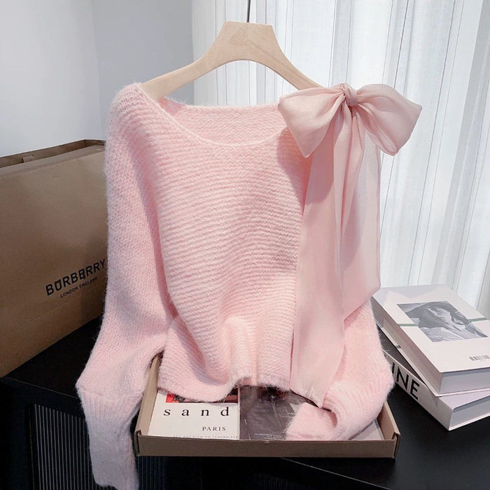 Knitted Sweater Loose-fitting Pullover Laid-back Top by Ricaloux