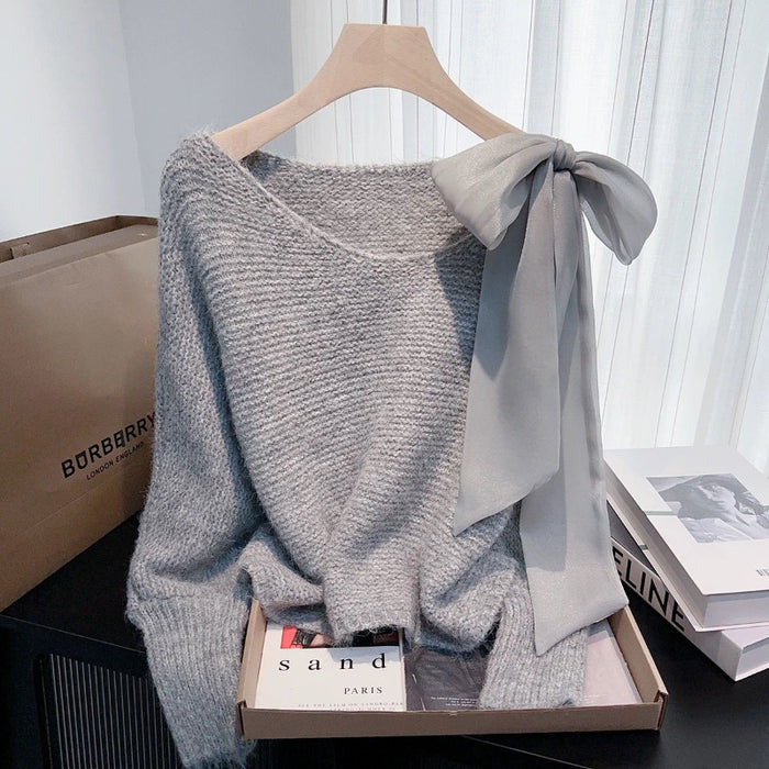 Knitted Sweater Loose-fitting Pullover Laid-back Top by Ricaloux
