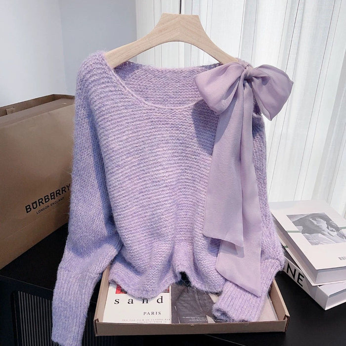 Knitted Sweater Loose-fitting Pullover Laid-back Top by Ricaloux