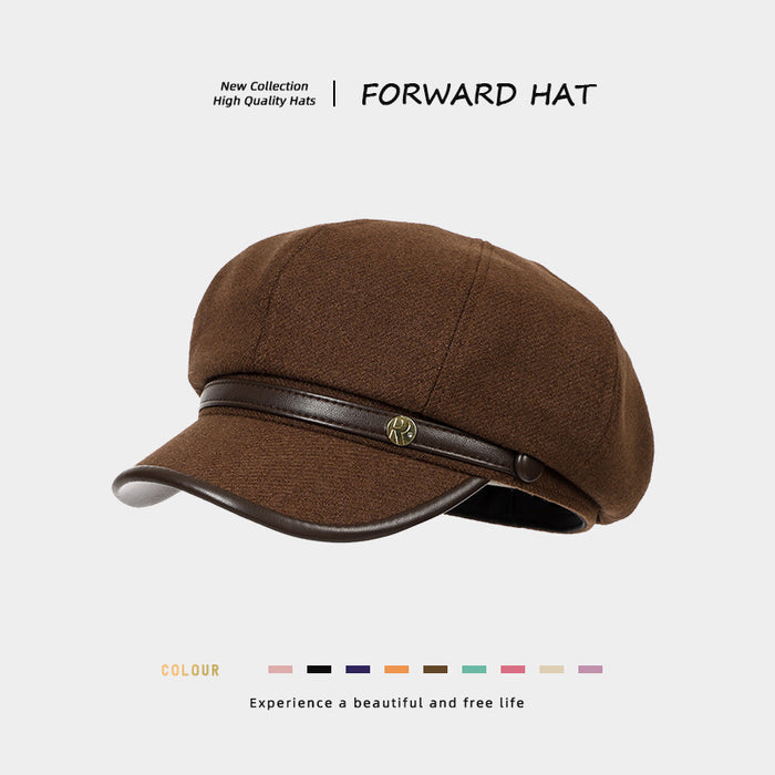 Korean-style Retro Wool Octagonal Hat Womens British Style – Premium 0 | RICALOUX