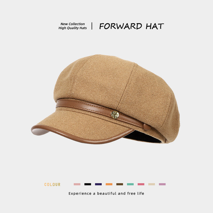 Korean-style Retro Wool Octagonal Hat Womens British Style – Premium 0 | RICALOUX