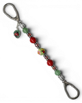 LD Keyfinder Ladybug Love beaded keychain with green aventurine, red shell pearls, and artisan ladybug glass bead.