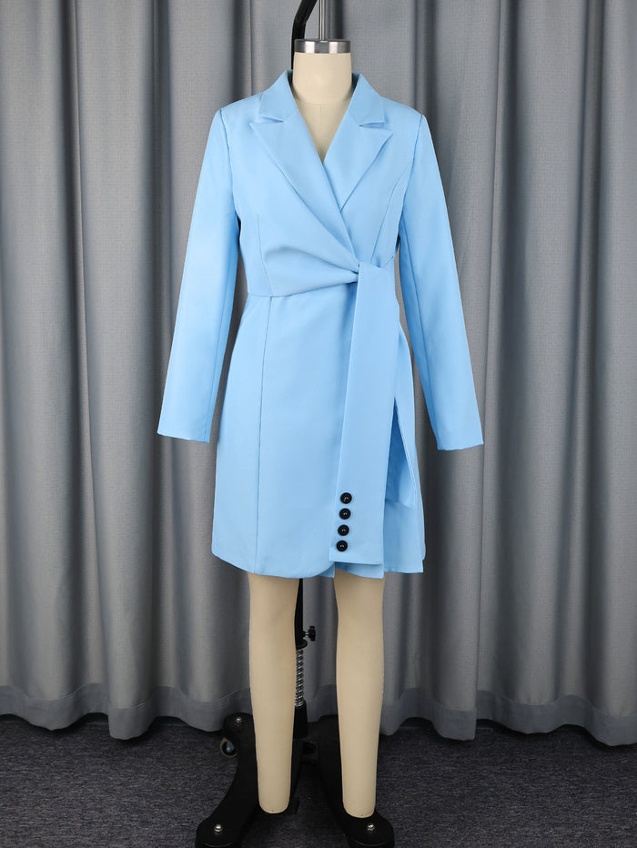 Lapel Wrap Belt Long Sleeve Mini Blazer Dress – Premium 4 | RICALOUX