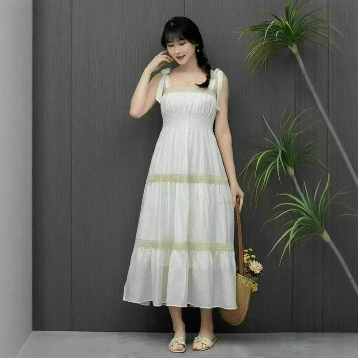 Light Blue Petite Strap Dress For Women Summer Style by Ricaloux