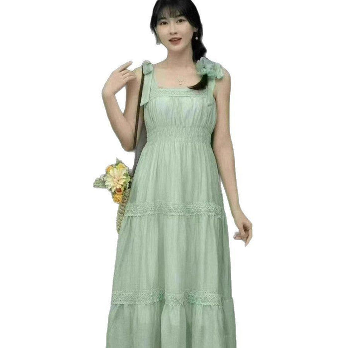 Light Blue Petite Strap Dress For Women Summer Style by Ricaloux