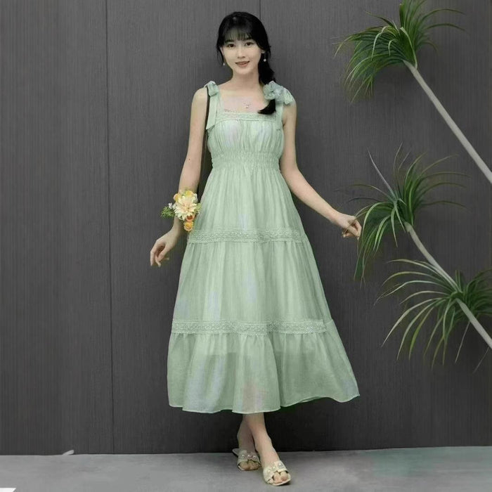 Light Blue Petite Strap Dress For Women Summer Style by Ricaloux