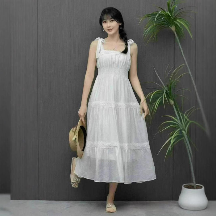 Light Blue Petite Strap Dress For Women Summer Style by Ricaloux