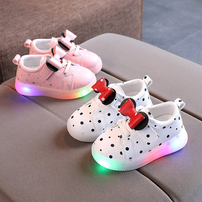 Light-up Shoes Girls Bowknot LED Light-up Shoes Breathable Baby Girls Shoes - RICALOUX