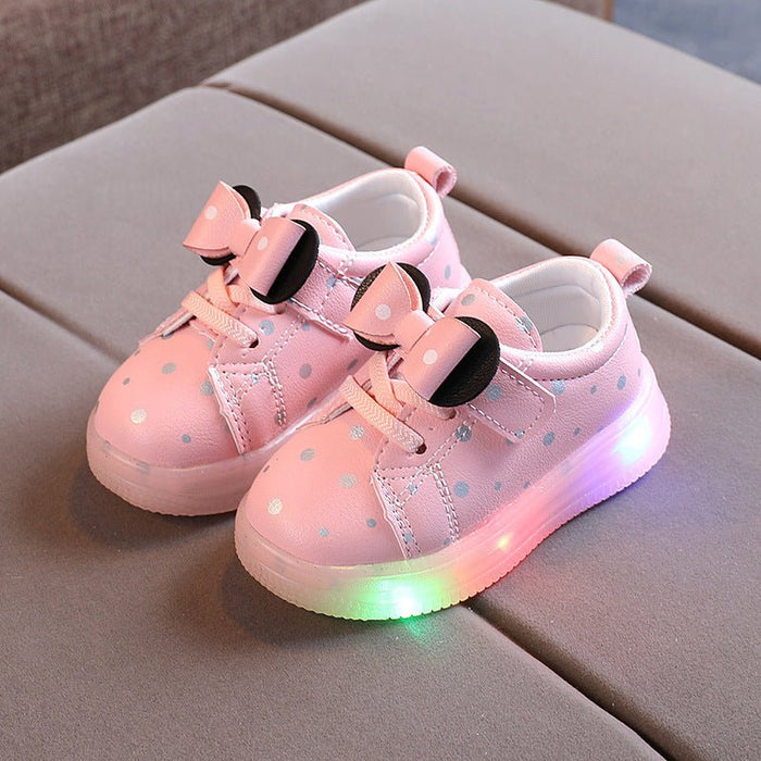 Light-up Shoes Girls Bowknot LED Light-up Shoes Breathable Baby Girls Shoes - RICALOUX