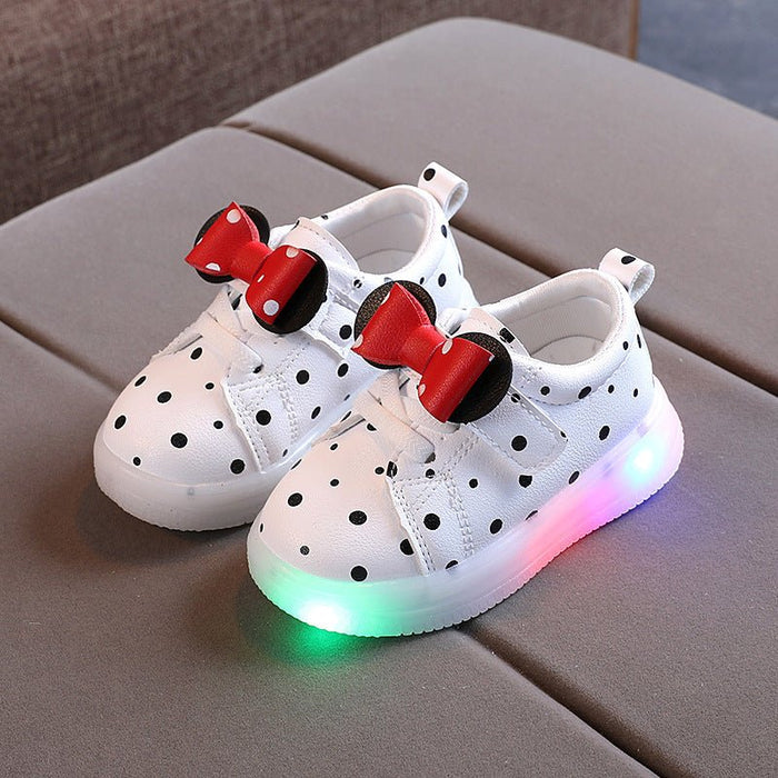 Light-up Shoes Girls Bowknot LED Light-up Shoes Breathable Baby Girls Shoes - RICALOUX