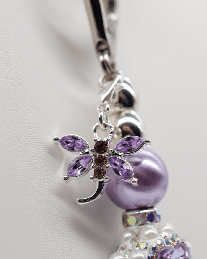 Silver-plated lilac dragonfly charm