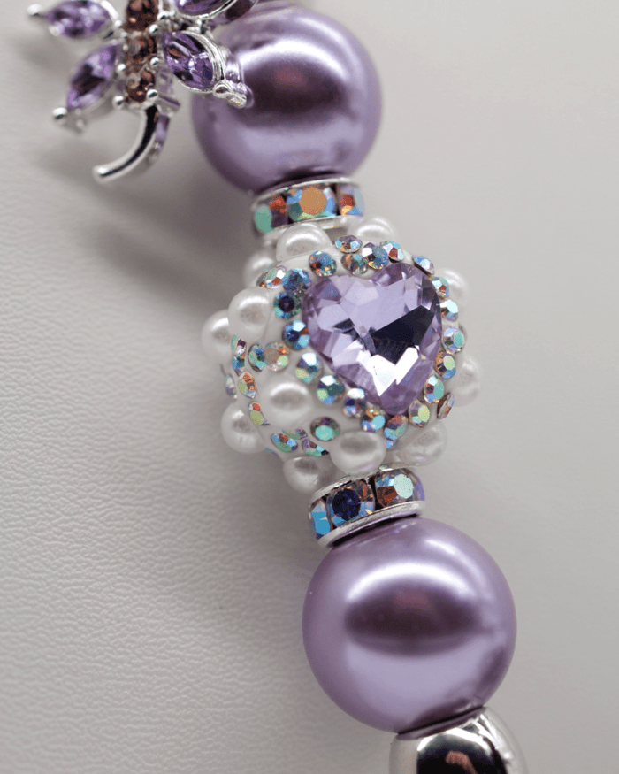 Handcrafted lilac heart center bead & pearlized glass