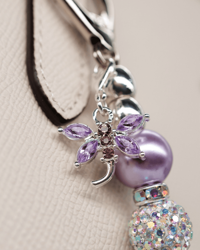 Silver plated lilac dragonfly charm