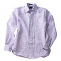 LINEN BUTTON DOWN SPORT SHIRT - LAVENDER STRIPE