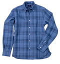 LINEN BUTTON DOWN SPORT SHIRT - NAVY PLAID
