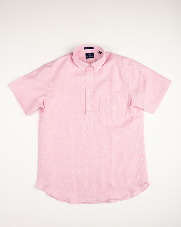 LINEN SHORT SLEEVE POPOVER - Pink