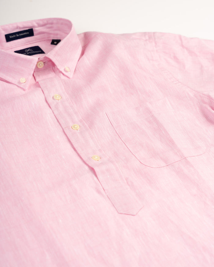 LINEN SHORT SLEEVE POPOVER - Pink