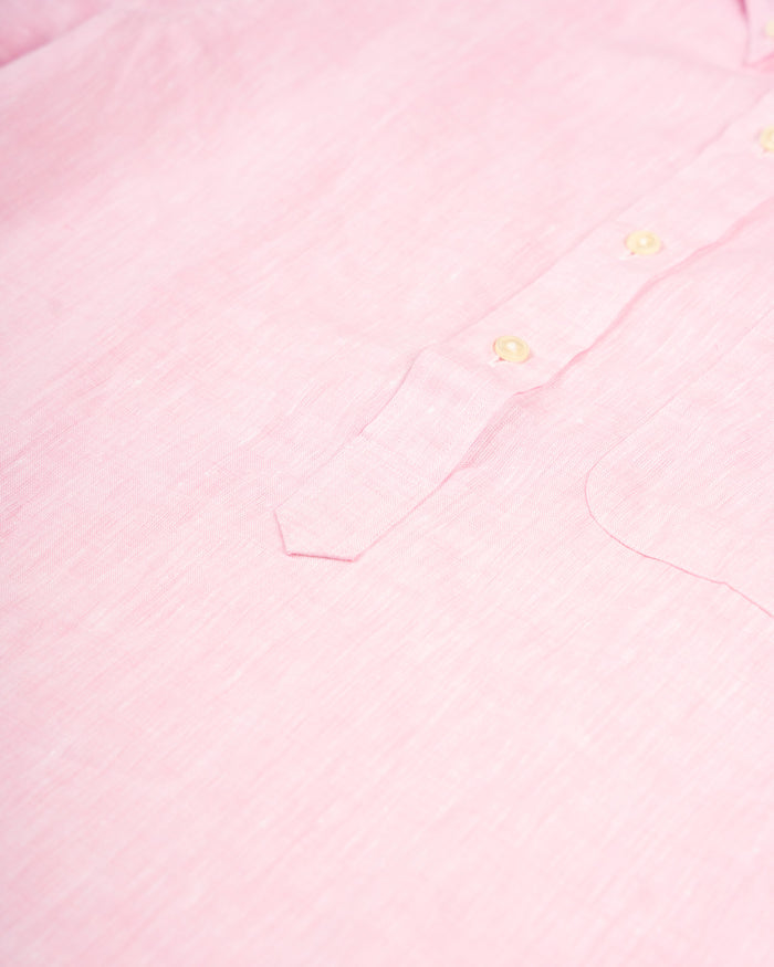 LINEN SHORT SLEEVE POPOVER - Pink