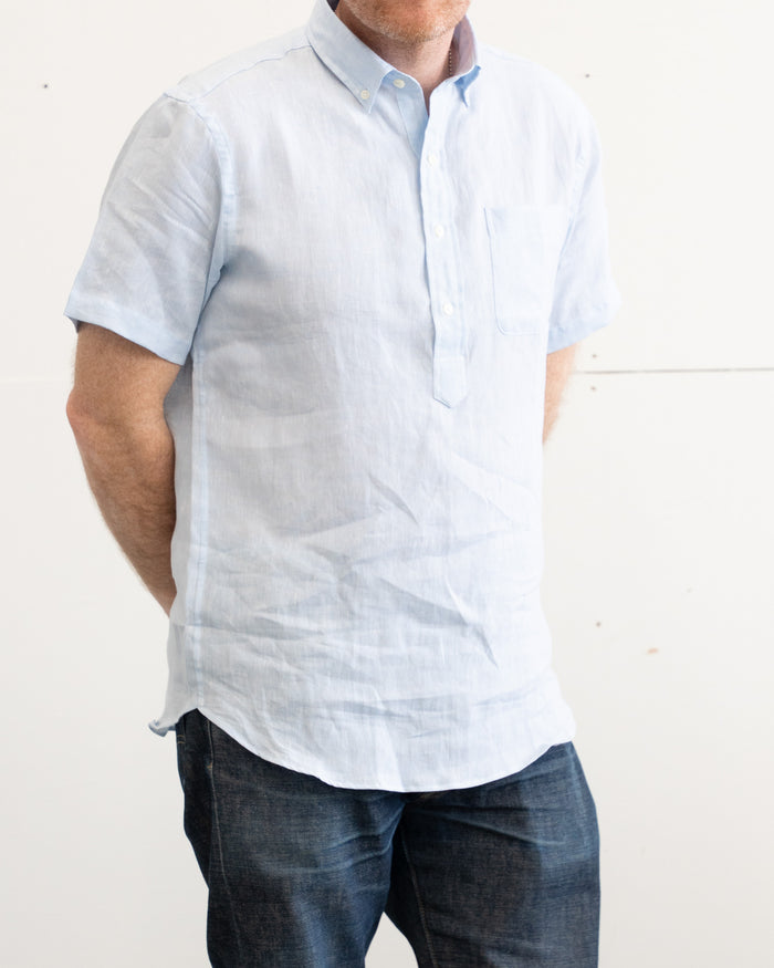 LINEN SHORT SLEEVE POPOVER - Pink