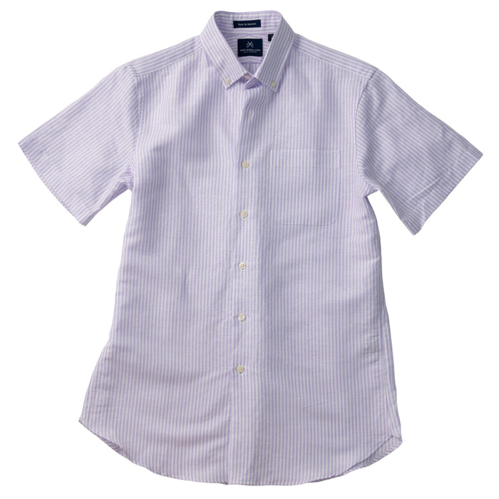 LINEN SHORT SLEEVE SPORT SHIRT - LAVENDER STRIPE