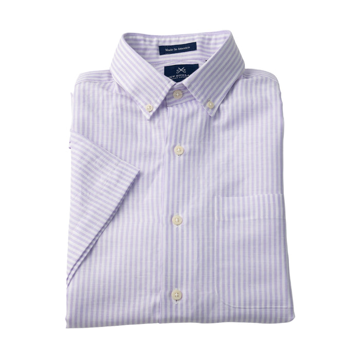 LINEN SHORT SLEEVE SPORT SHIRT - LAVENDER STRIPE