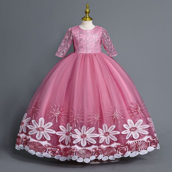 Little Girl Piano Performance Clothes Flower Girl Wedding Dress - RICALOUX